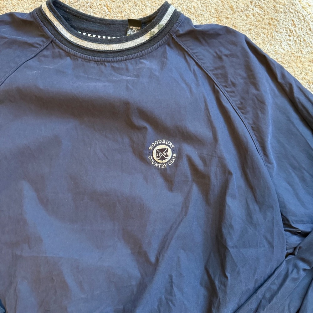 Greg Norman Woodbury Country Club Windbreaker Pullover Navy Blue Mens XL